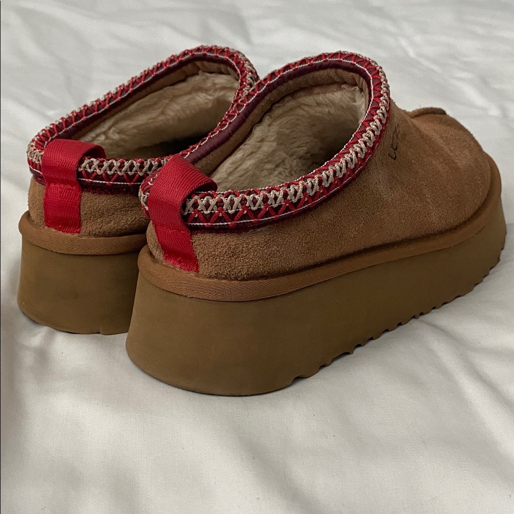 UGG Tazz II Platform Slippers Mules Slides Chestnut Suede Shoes Size 8 - Picture 6 of 14